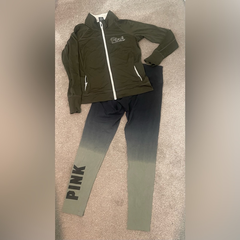 PINK Victoria's Secret Ultimate top & Ombre Leggings both sz Medium